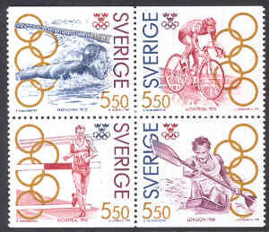 Sverige – F 1738-1741 (HBL) Olympiskt guld III, 4-block kpl **