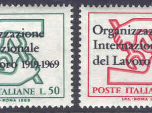 Italien – M 1299-1300 Int. arbetarorganisationen ILO 50 år, 2 kpl**