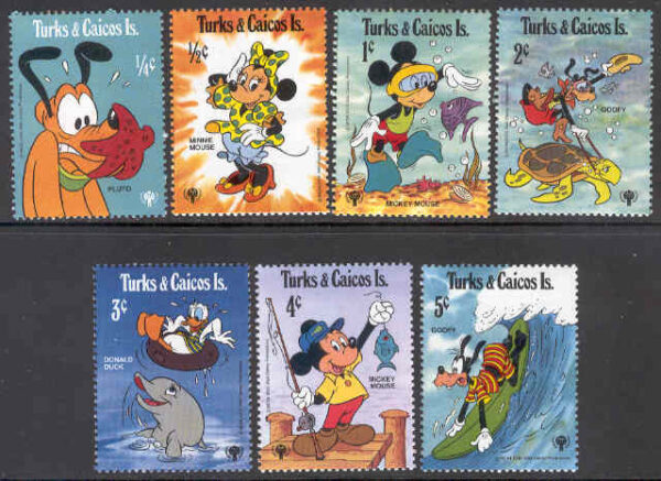 Turks & Caicos Islands - M  464-470 Disney - Musse Pigg m fl i Karibien, 7 ol **