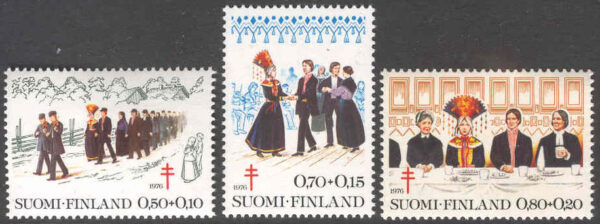 Finland - F  793-795 Antituberkulos 1976 Bröllopstradition, 3 kpl **