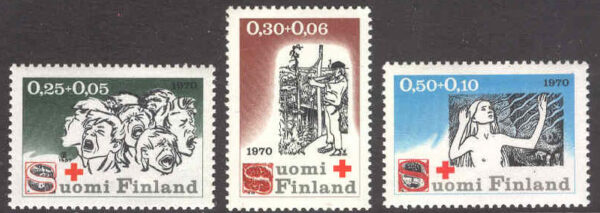 Finland - F  676-678 Röda Korset 1970,  3 kpl **