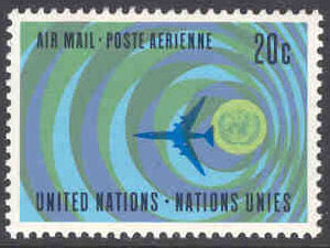 FN New York – M  202 Flygpostfrimärke, 1 kpl **