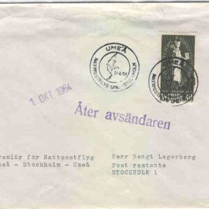 Umeå 31.8.64 – Nattpostflyg Umeå-Stockholm