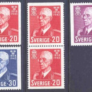 Sverige – F  344-346 Gustav V 85 år 5 kpl*/**