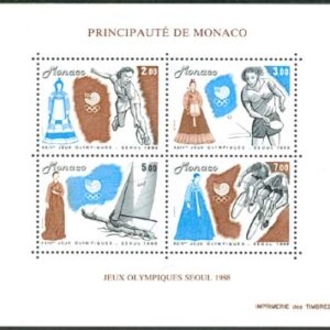 Monaco – M BL  40 OS i Seoul 1988. Tennis, bordtennis, cykel, segling. Block kpl **