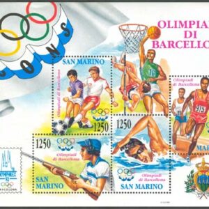 San Marino – M BL  15 OS i Barcelona 1992 bla Fotboll & Skytte, Block **