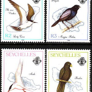 Seychellerna – M  703-706 Fåglar bla Seychellshama, serie 4 kpl **
