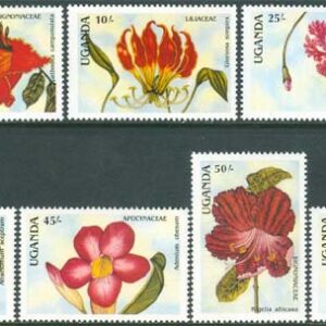 Uganda – M  592-593, 595-599 Blommor bla Tulpaner, vacker serie 7 olika **
