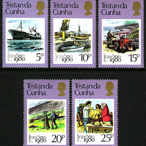 Tristan da Cunha – M  274-278 Postbefodran – Båtar – Traktor, 5 kpl **
