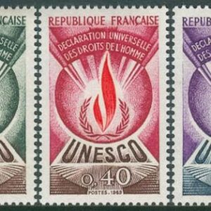 Frankrike – UNESCO – M T    9-11 Tjänstemärken – UNESCO – Mänskliga rättigheter, 3 kpl **