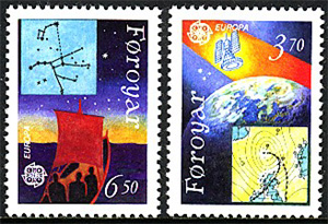 Färöarna – F  217-218 Europa CEPT 1991 Europa i rymdåldern, 2 kpl **