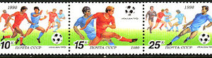 Sovjet – M 6088-6092 VM i Fotboll i Italien 1990, 5-strip kpl **