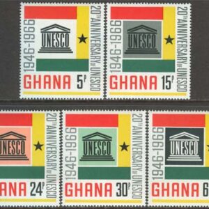 Ghana – M  274-278 A UNESCO 20 år – Emblem, fin serie 5 kpl **