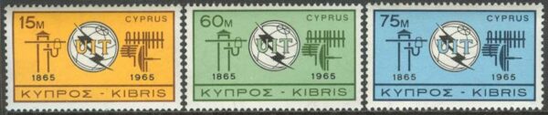 Cypern - M  253-255 Internat. Teleunionen ITU 100 år,  3 kpl **