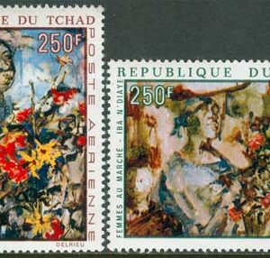 Tchad – M  321-322 Konst av Iba N’Diaye – Blommor, serie 2 kpl **