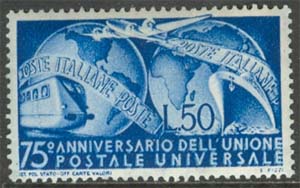 Italien – M  772 Världspostföreningen UPU 75 år, märke kpl **