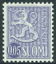 Finland – F  575 I v1 Lejontyp m/63 Typ I, 0,05 Mk **