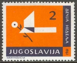 Jugoslavien – M Zw   27 Barnveckan 1961 – Påslagsmärke, 1 kpl **