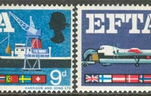 England – M  444-445 x EFTA – Båtar – Flyg – Flaggor, 2 kpl **