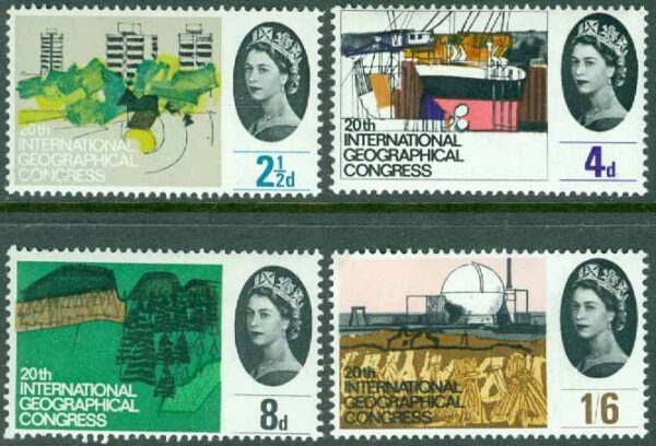 England - M  374-377x 20:e Internationella Geografiska kongressen, 4 kpl **