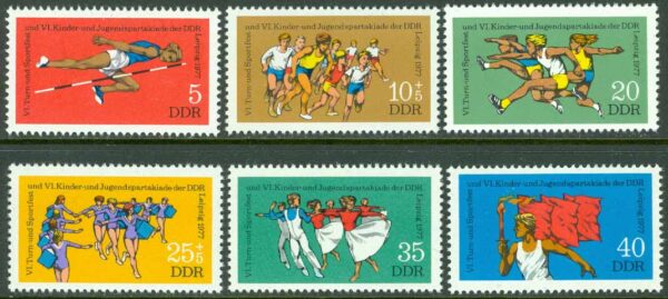 DDR - M 2241-2246 Barn & ungdomsspartakiad 1977, 6 kpl **