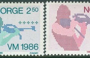 Norge – F  976-977 VM i Skidskytte 1986, vacker serie 2 kpl **