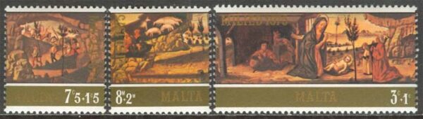 Malta - M  518-520 Jul 1975 - Kristi Födelse, 3 kpl **