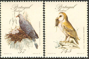 Madeira – M  111-114 A Fåglar bla Madeiraduva, serie 4 kpl **