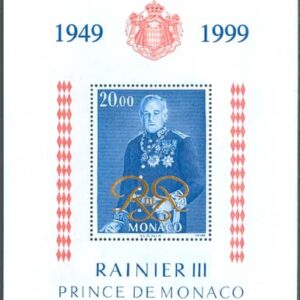 Monaco – M BL  77 Fürst Rainier III Regent 50 år, vackert Block **