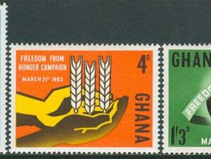 Ghana – M  138-140 Världskampanjen mot Hungern 1963 FN, fin serie 3 kpl **
