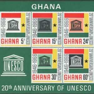 Ghana – M BL  23 UNESCO 20 år – FN, vackert Block **