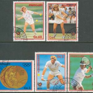 Paraguay – M 4257-4261 OS i Seoul 1988 – Tennis, fin serie 5 kpl