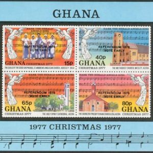 Ghana – M BL  74 Jul 1977 Kyrka – Rösta Nu , fint Block **