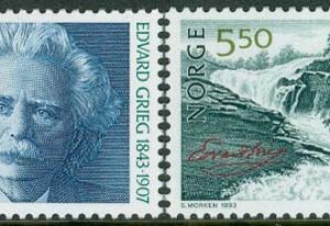 Norge – F 1171-1172 Edvard Grieg – Kompositör – Musik, 2 kpl **