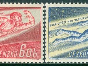 Tjeckoslovakien – M 1263-1264 1:a Bemannade Rymdfärden, 2 kpl **