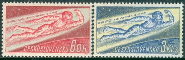 Tjeckoslovakien - M 1263-1264 1:a Bemannade Rymdfärden, 2 kpl **