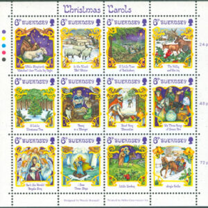 Guernsey – M  373-384 Jul 1986 – Julsånger, Miniark 12 kpl **