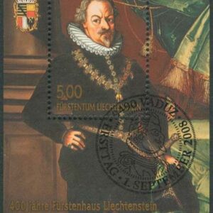 Liechtenstein – M BL  18 A Fürstenhus Liechtenstein 400 år, Block stpl