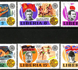 Liberia – M  855-860 OS i München 1972 – Segrare, 6 kpl **