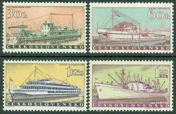 Tjeckoslovakien - M 1179-1182 Fartyg, 4 kpl **