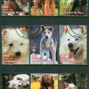 Niger – M 1377-1385 Hundar, scoutemblem, 9 ol stpl