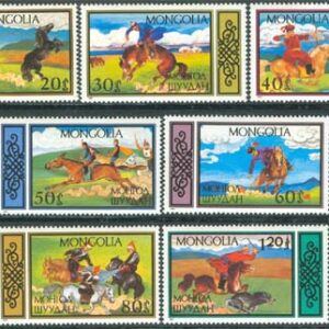 Mongoliet – M 1844-1850 Hästar – Mongoliska Ryttarspel, 7 kpl **