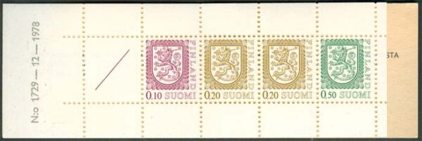 Finland - Häfte HA 13 I N:o 1729 Lejontyp 4 frimärken **