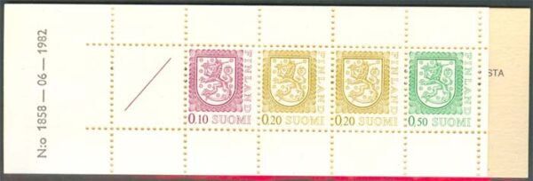Finland - Häfte HA 13 I N:o 1858 Lejontyp 4 frimärken **