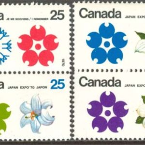 Kanada – M  451-454 x Blommor – Utställning Expo 70, 2 par kpl **
