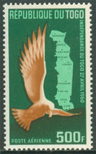 Togo – M  293 Fåglar – Örn – Karta – Frihetsförklaring, märke **