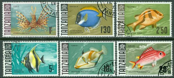 Tanzania - M   28-29, 31-34 Fiskar, 6 ol stpl