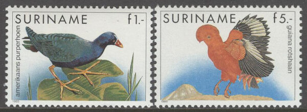 Surinam - M 1146, 1165 Fåglar bla Amazonklippfågel, 2 olika **