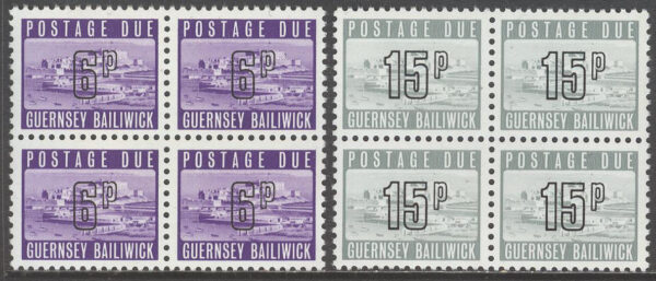 Guernsey - M P   16-17 Slottet Cornet - Lösenmärken, 2 st 4-Block **