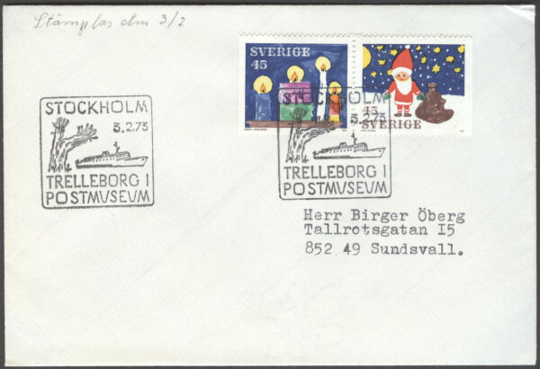 Stockholm 3/2-73 Trelleborg i Postmuseum